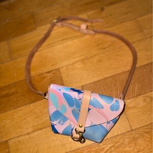 Glad & Young Pastel Pink & Blue Crossbody Belt Bag - Leather Strap